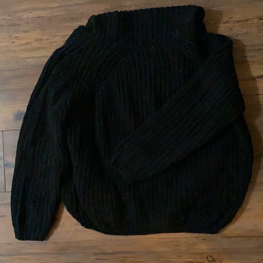 Black Oversized Sweater with Cowl Neck